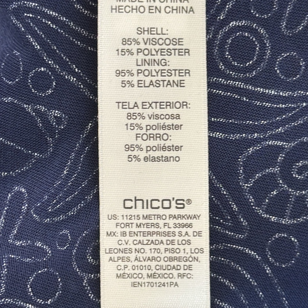 Chico's Navy & White Nautical Print Top NWT - Picture 6 of 6